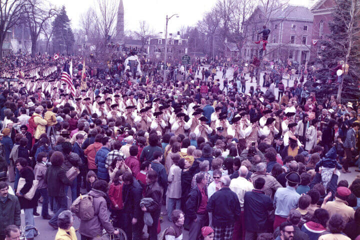 A massive crowd gathered in Monument Square in 1975