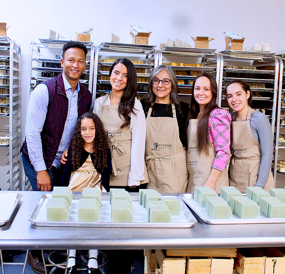 Christine Bukruian, owner of Potager Soap Co. with her family